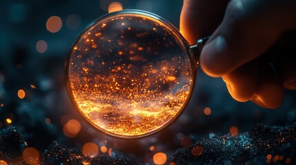 Forensic Auditor Investigating Fraud with Magnifying Glass in Hyperdetailed 16K Image on Gradient Background