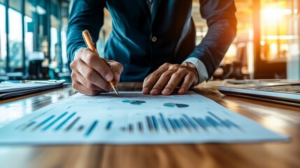 A statistician reviewing probability models, preparing data for analysis in a sleek, organized office environment