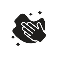 Wipe Icon, Hand holding a cloth wiping a surface icon, Hand wiping with a cloth icon