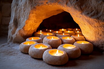 A candlelit bakery in a medieval village, adding a mysterious charm