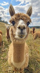 Obraz premium Alpaca in grassy field