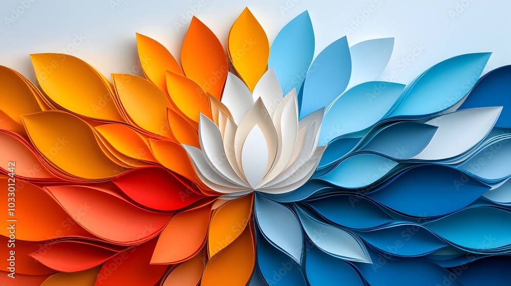 Poster intricate layered paper cut mandala with vibrant geometric patterns captivating abstract design feat