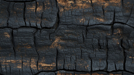 charred wood grain texture: dark, charred wood with flat, cracked grain lines, texture background