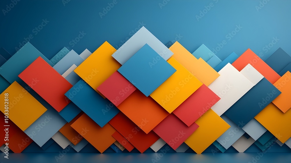 Poster striking abstract geometric composition with vibrant layered paper cut hexagons featuring sharp angl