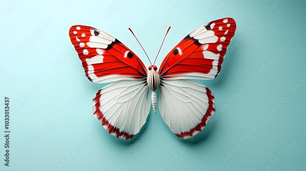 Poster exquisitely designed abstract butterfly with irregular layered paper cut shapes and captivating text