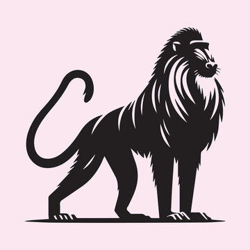 recommend clip art: Mandrill silhouette vector icon black and white full body