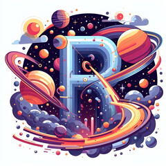 Obraz premium 우주 배경, 알파벳 대문자 