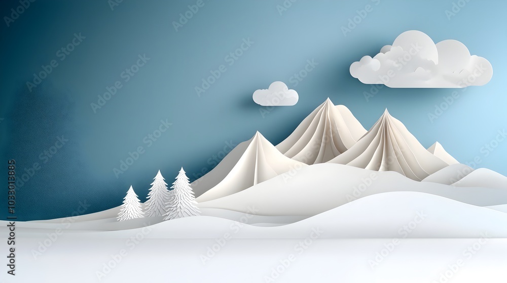 Aufkleber striking and minimalist paper cut abstract mountain range with sharp irregular geometric peaks and s