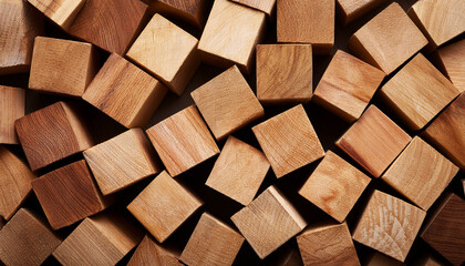 Abstract background of random wooden cubes