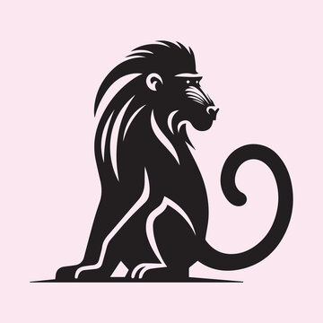 recommend clip art: Mandrill silhouette vector icon black and white full body
