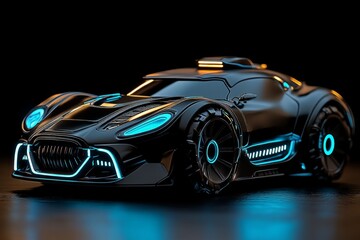 Cyber-inspired Blue Water-speedwell design, with neon highlights over black