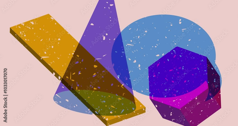 Poster risograph speech bubble with geometric shapes animation. moving object in trendy riso graph design v