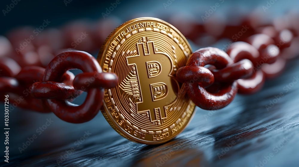 Poster futuristic 3d showcasing blockchain based digital asset trading financial services and fintech innov