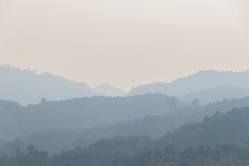Beautiful Landscape of mountain layer in evening at Mon Doi Dao, Nan, Thailand.