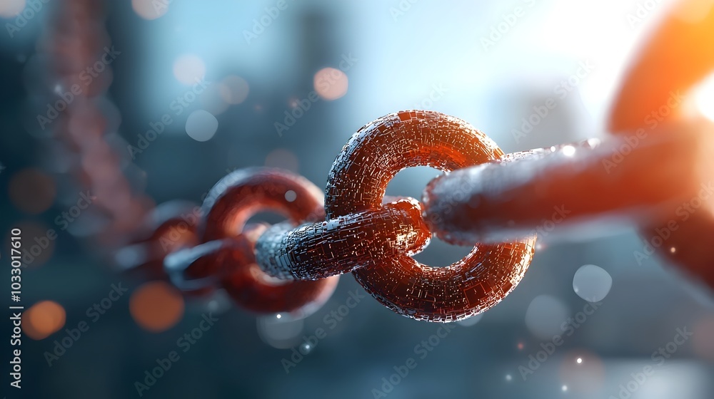 Poster glowing blockchain network shaping the futuristic cityscape of decentralized technology 3d of a futu