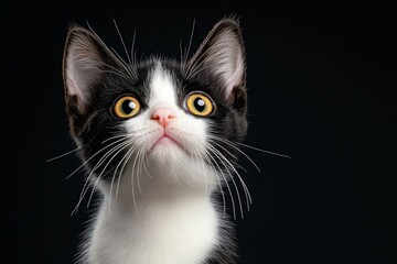 Fototapeta premium Hyper-realistic kitten with fine fur details, staring directly at the viewer