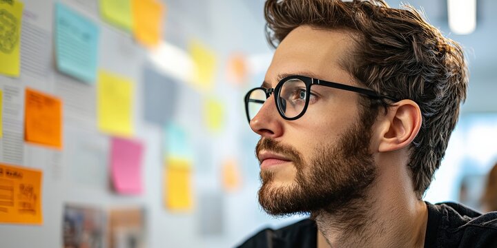 A UX researcher preparing user personas based on qualitative research, collaborating with designers to improve user experiences