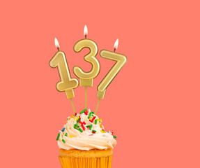 Birthday candle and cupcake - Number 137
