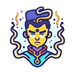Mysterious Character with Aura and Symbols