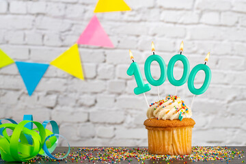 Candle number 1000 - Birthday celebration with cupcake
