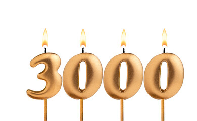 Candles form the number 3000 - Number of followers.