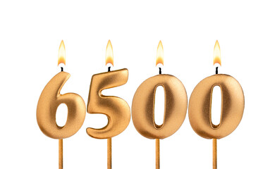 Number of followers or views - Candles form the number 6500