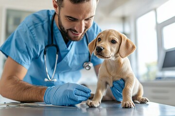 A veterinary technician assisting a veterinarian during surgery, ensuring all tools are ready for use
