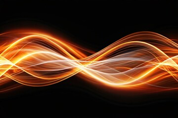 Abstract orange and white light wave on black background