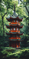 Fototapeta premium Templo asiático tradicional em uma floresta