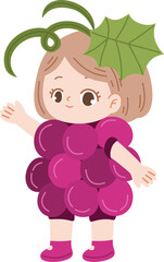 cute kid wear fruit mascot costume 