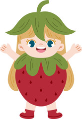 cute kid wear fruit mascot costume 