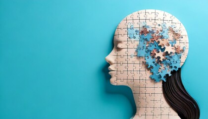 jigsaw puzzle pieces human head. Mental health awareness.