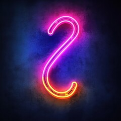 Fototapeta premium Neon S Shape Sign: Vibrant Pink and Orange Glowing Neon Letter S on Dark Blue Background 