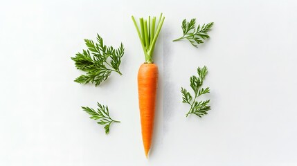 Carrot vegetable with leaves isolated on white background cutout.