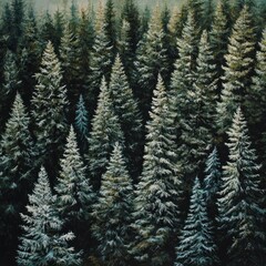 Obraz premium Majestic forests of evergreen trees an enchanting natural landscape filled with serenity and beauty
