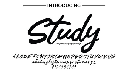 Study Font Stylish brush painted an uppercase vector letters, alphabet, typeface