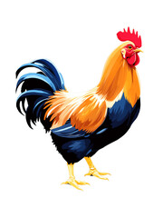 Fototapeta premium Chicken hand drawn paint art illustration painting isolated white background transparent png