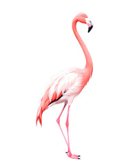 Fototapeta premium Flamingo hand drawn paint art illustration painting isolated white background transparent png