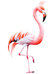 Flamingo hand drawn paint art illustration painting isolated white background transparent png