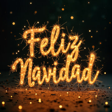 Feliz Navidad hecho de luces, estrellitas brillantes.