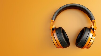 Naklejka premium Discover stylish headphones with a vintage flair, featuring classic gold plating that enhances any backdrop for your music.