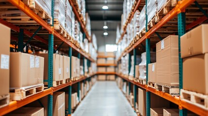 Fototapeta premium Efficient warehouse management optimizing storage and inventory control for enhanced operational productivity