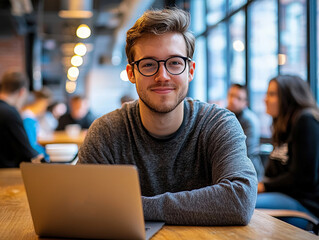 A web developer troubleshooting a website's backend code, seated in a collaborative tech environment with team members discussing ideas