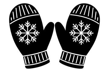 Pair of winter gloves mittens silhouette illustration