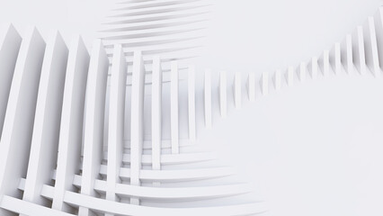 Abstract Curved Shapes. White Circular Background.