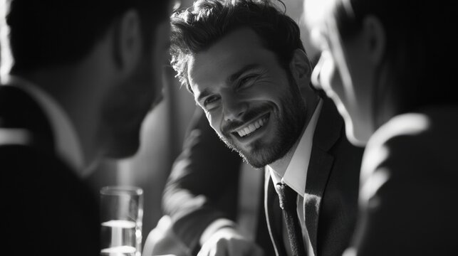 Candid Businessmen Celebrating at a Conference