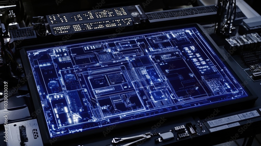 Aufkleber high-tech circuit board with digital patterns