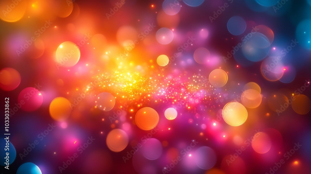 Poster vibrant abstract colorful bokeh lights background