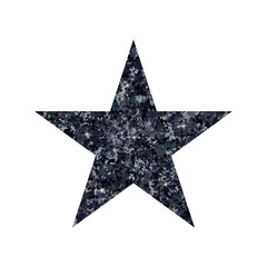 Silver glitter star on transparent background