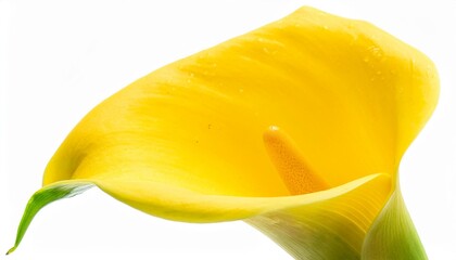 Calla Lily yellow on white background isolated. Beautiful flower.